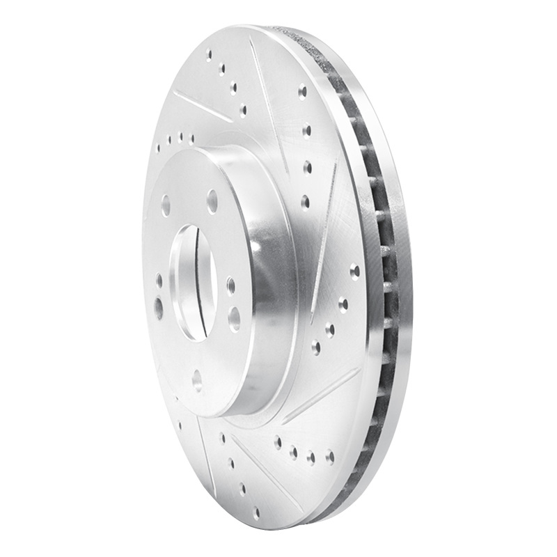 Infiniti Q45 Brake Rotor (1) - Front Right - R1 Concepts - Drilled & Slotted - Silver - `97-`01